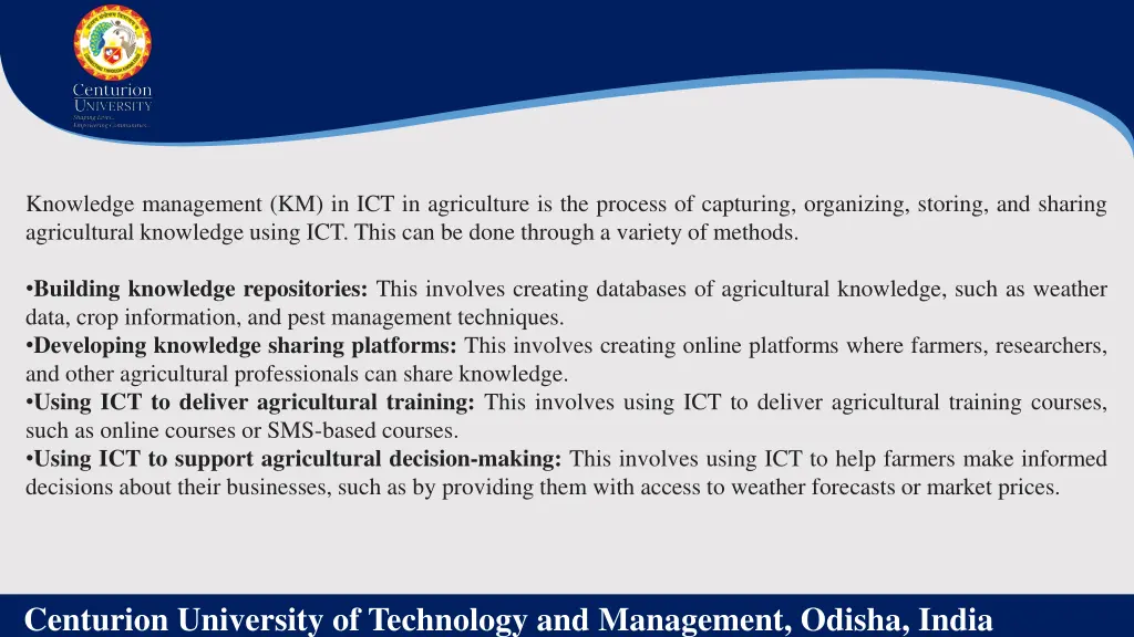 knowledge management km in ict in agriculture