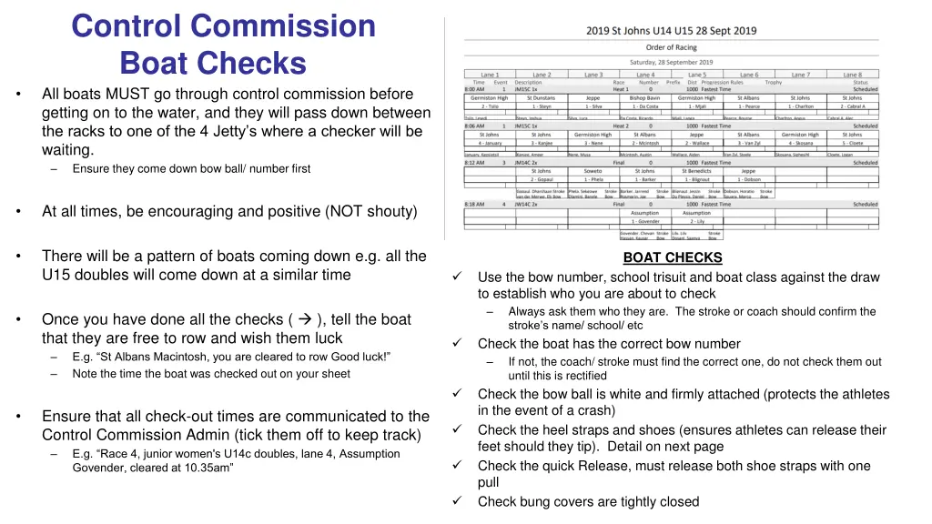 control commission boat checks all boats must