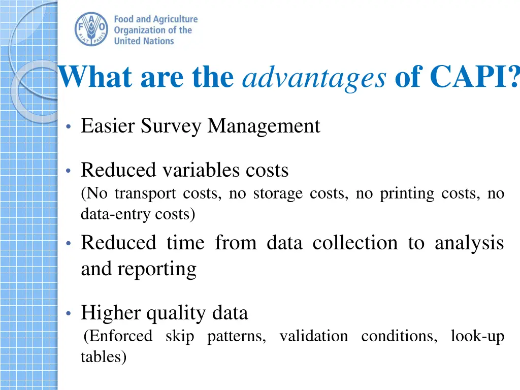 what are the advantages of capi