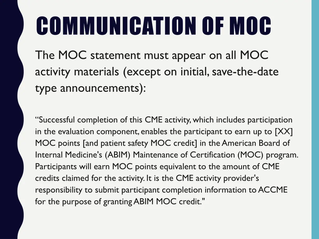 communication of moc
