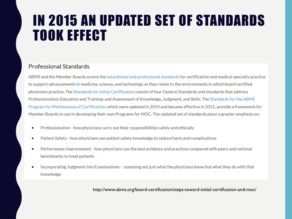 in 2015 an updated set of standards took effect