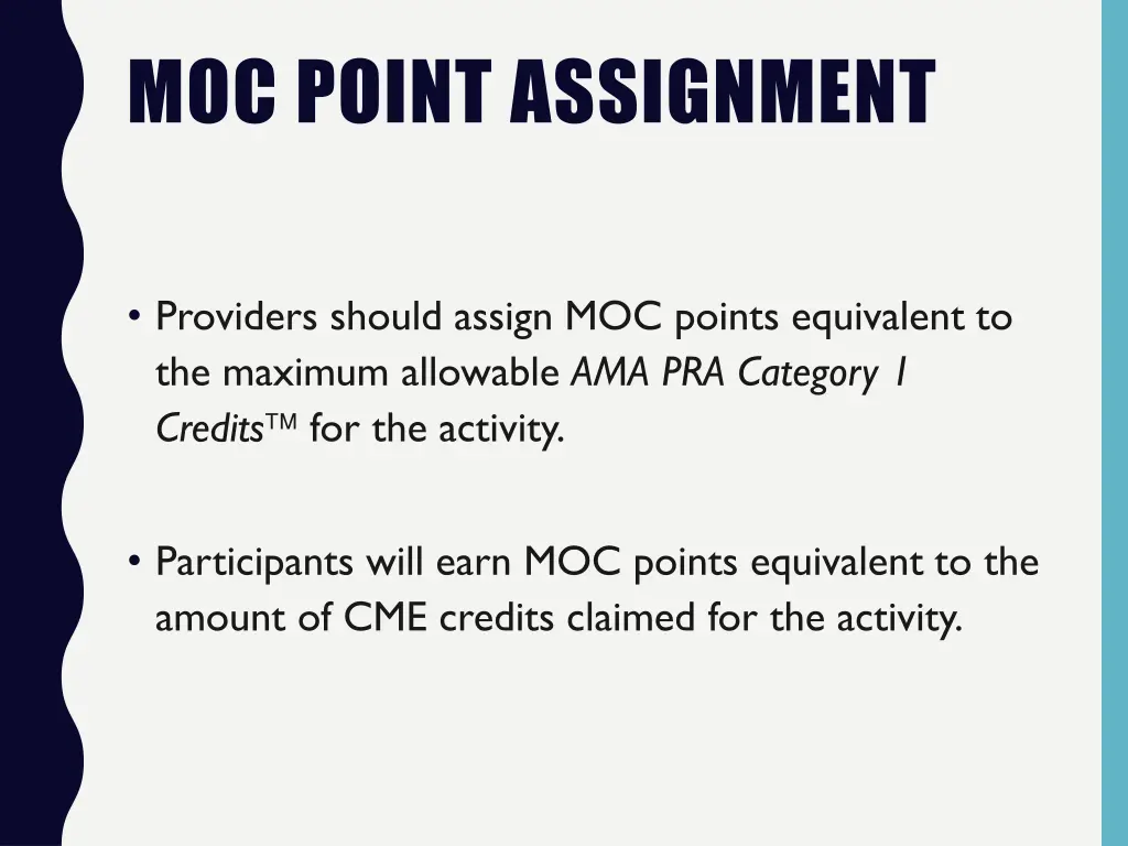 moc point assignment