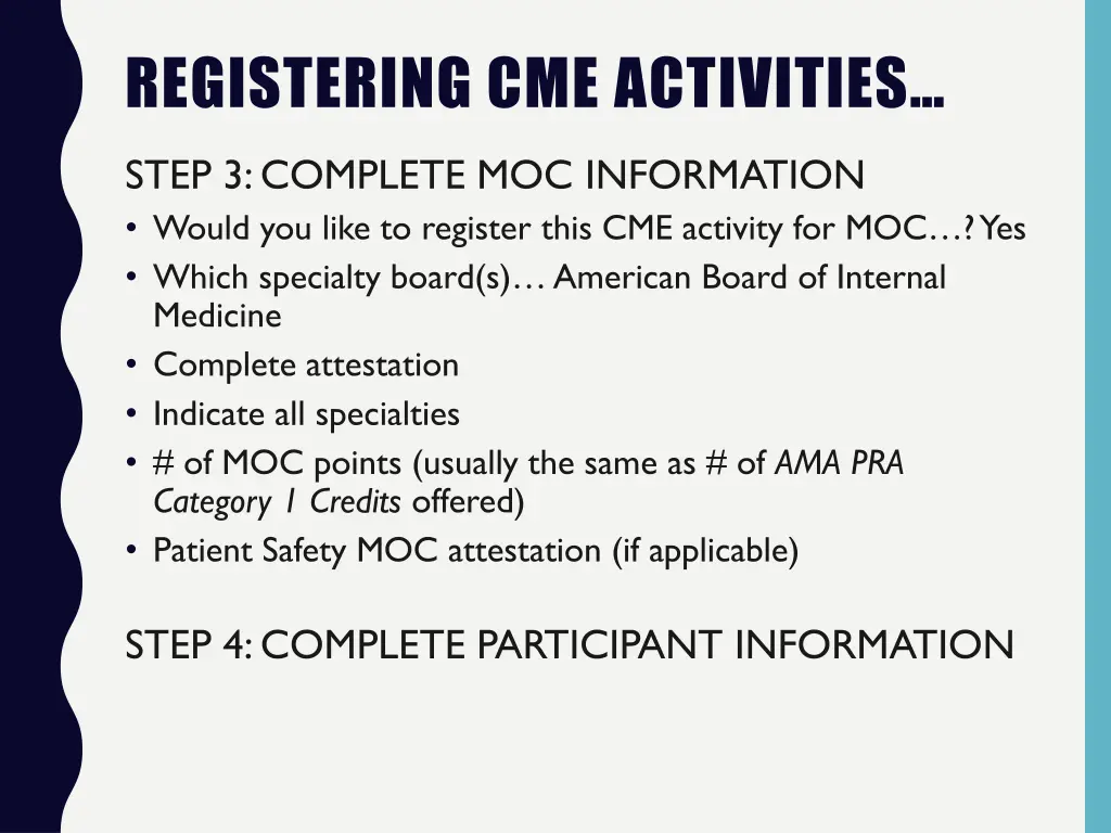 registering cme activities