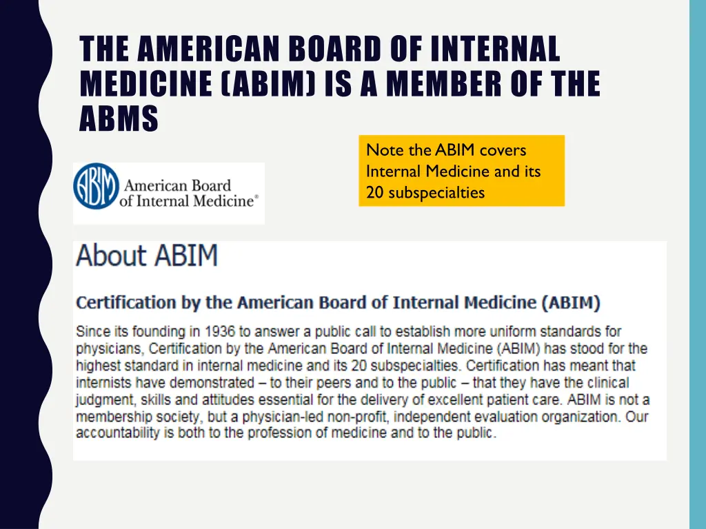 the american board of internal medicine abim