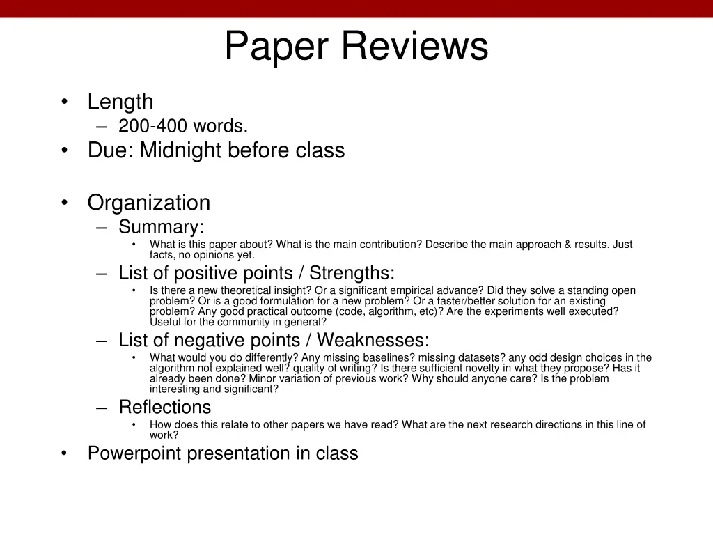 paper reviews