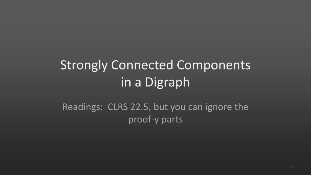 strongly connected components in a digraph