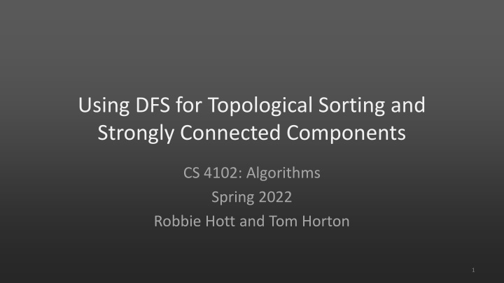 using dfs for topological sorting and strongly