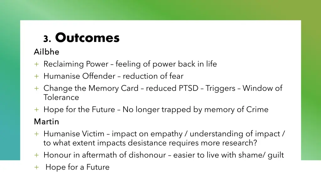 3 outcomes ailbhe ailbhe reclaiming power feeling