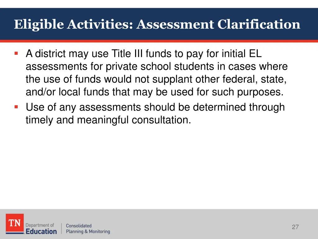 eligible activities assessment clarification 1