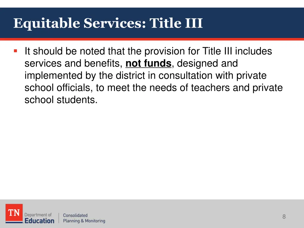 equitable services title iii 2