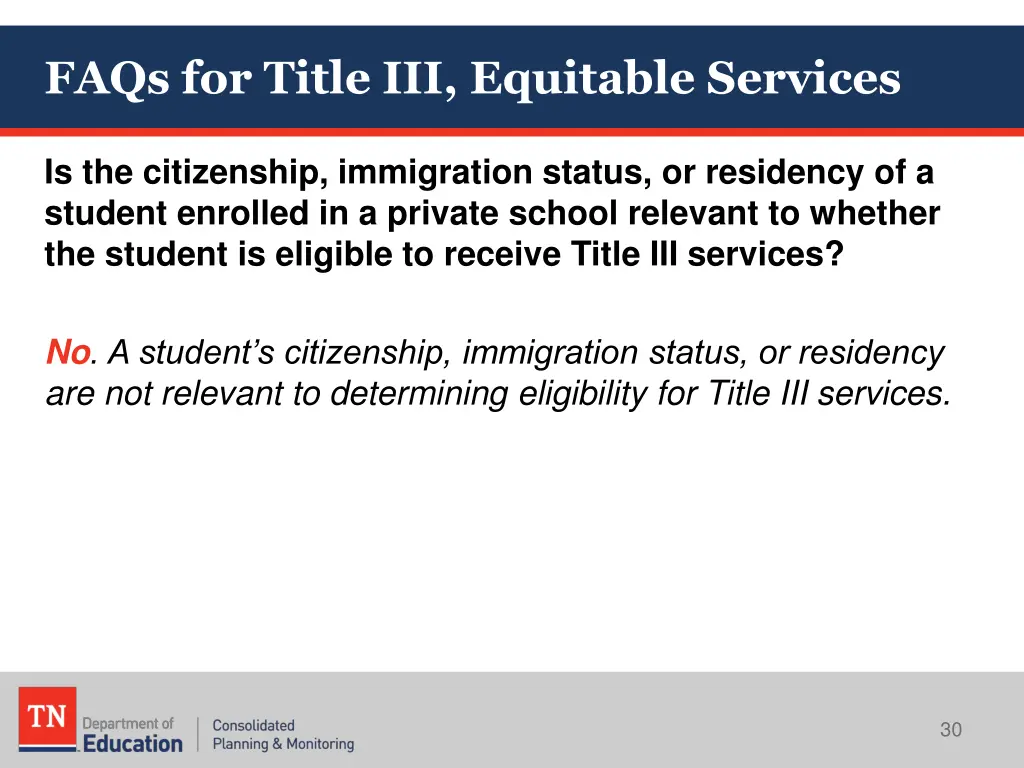 faqs for title iii equitable services