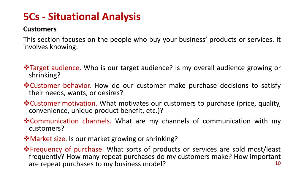 5cs situational analysis customers this section