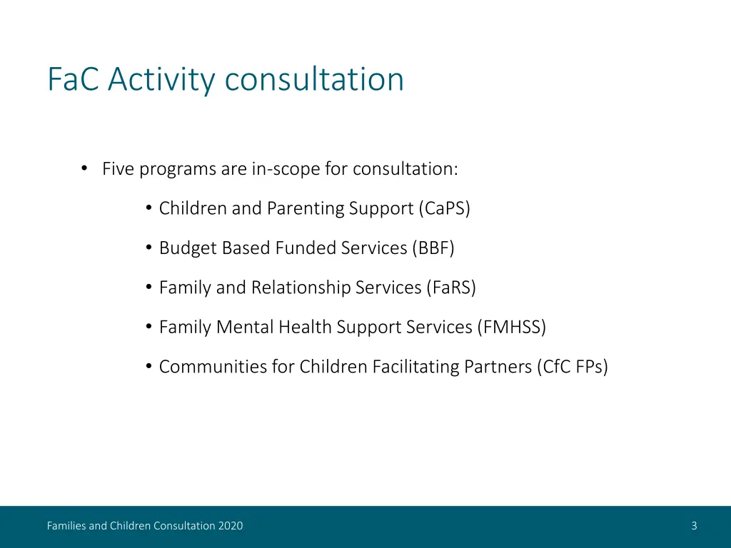 fac activity consultation