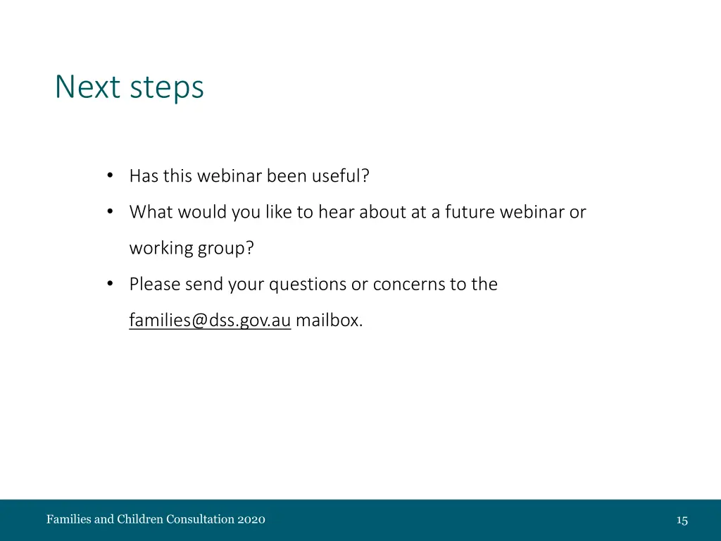 next steps