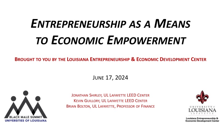 e ntrepreneurship as a m eans to e conomic