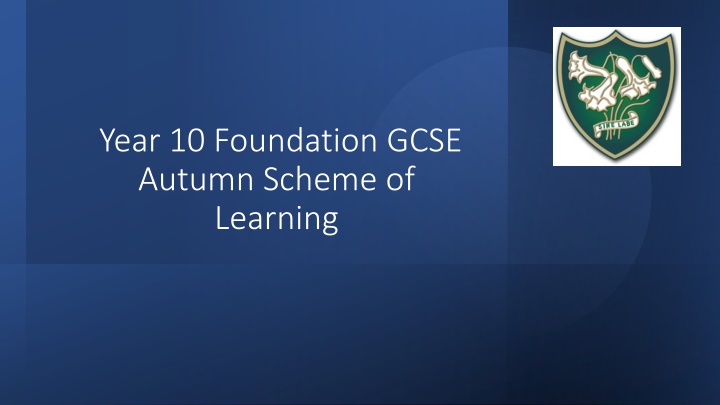 year 10 foundation gcse autumn scheme of learning