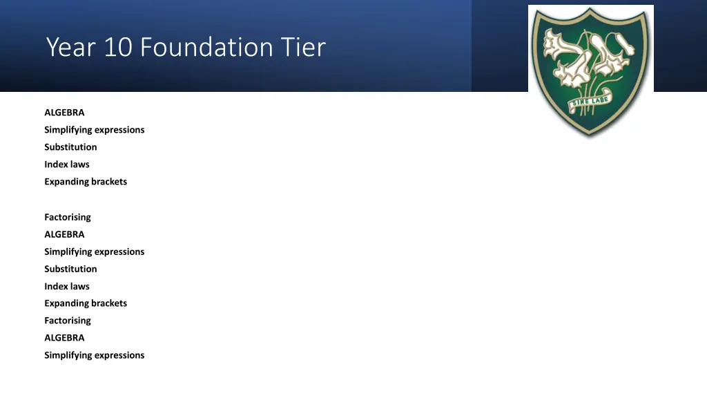 year 10 foundation tier 1