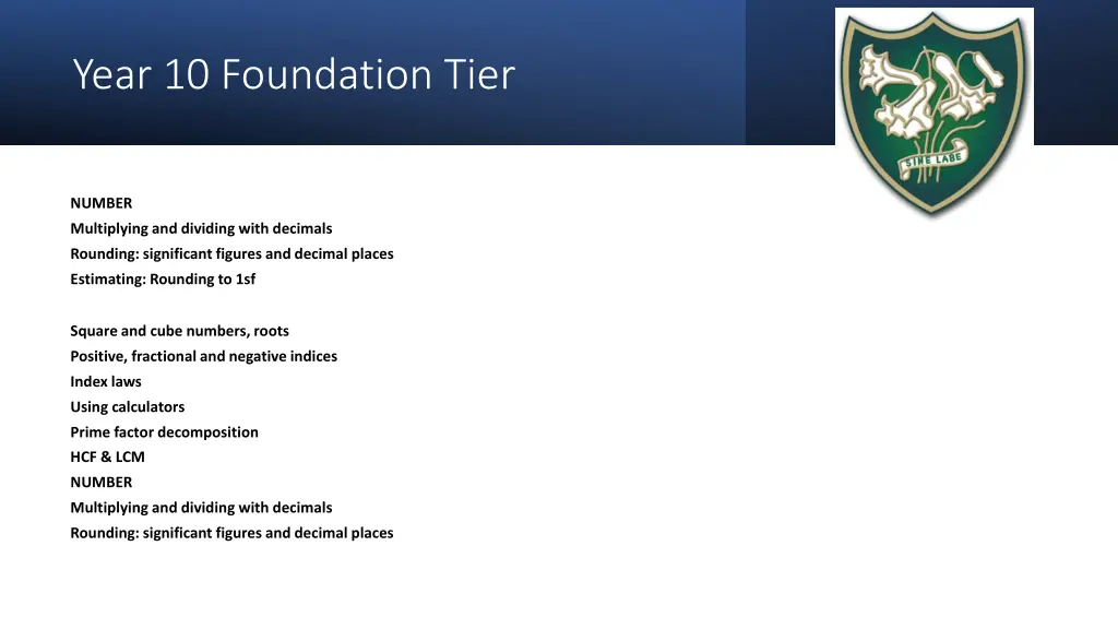 year 10 foundation tier