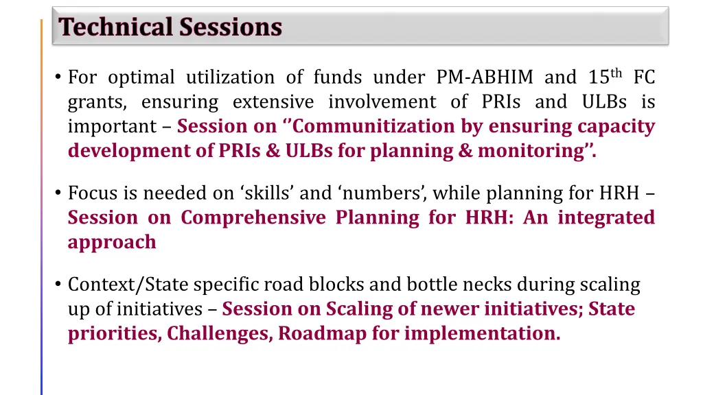 technical sessions