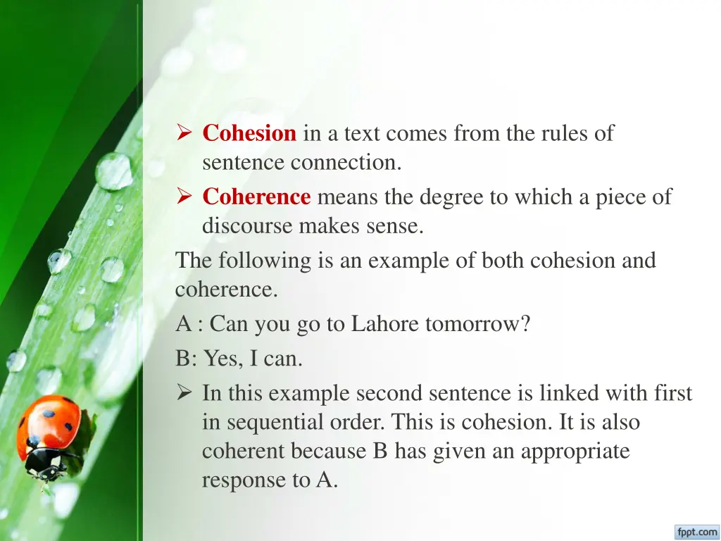 cohesion in a text comes from the rules