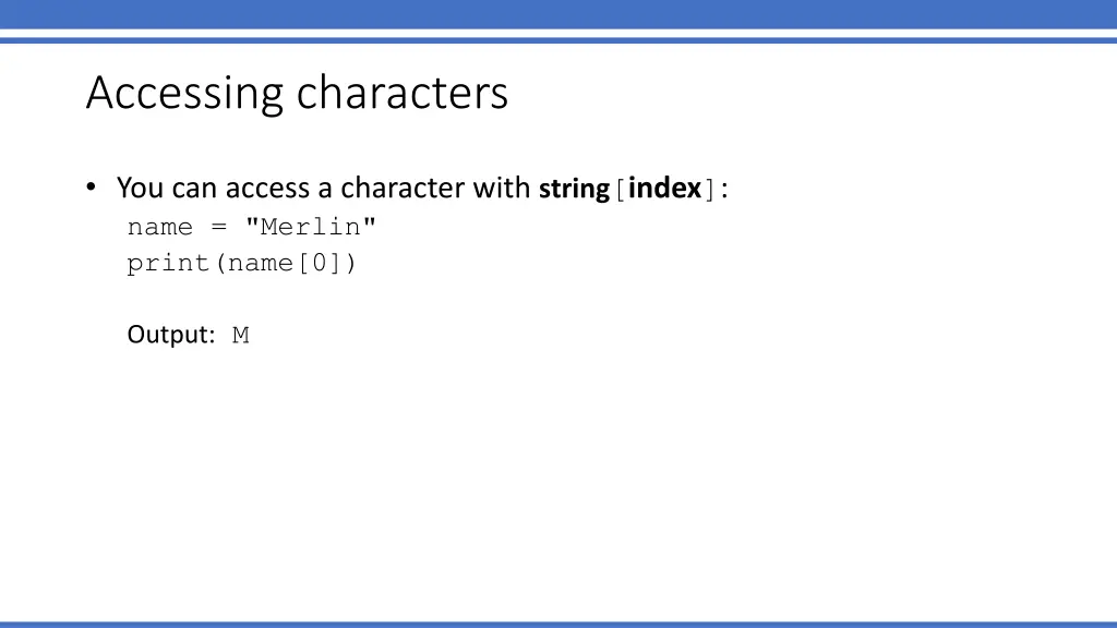 accessing characters