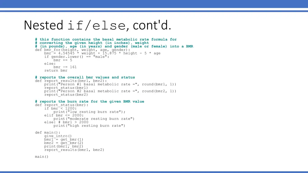 nested if else cont d