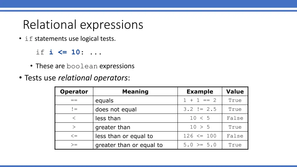 relational expressions if statements use logical