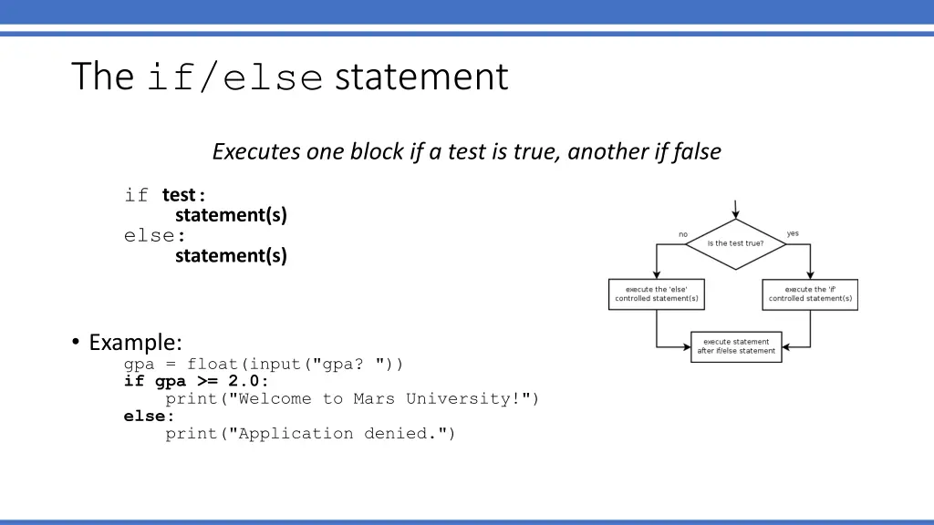 the if else statement 1