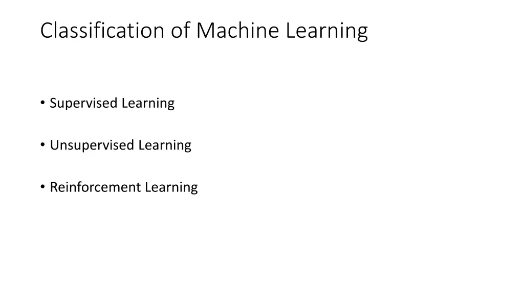 classification of machine learning