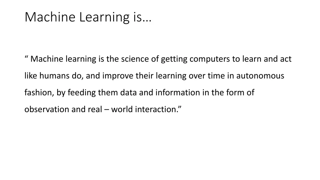 machine learning is