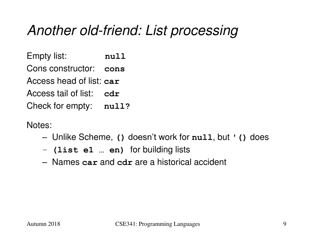 another old friend list processing