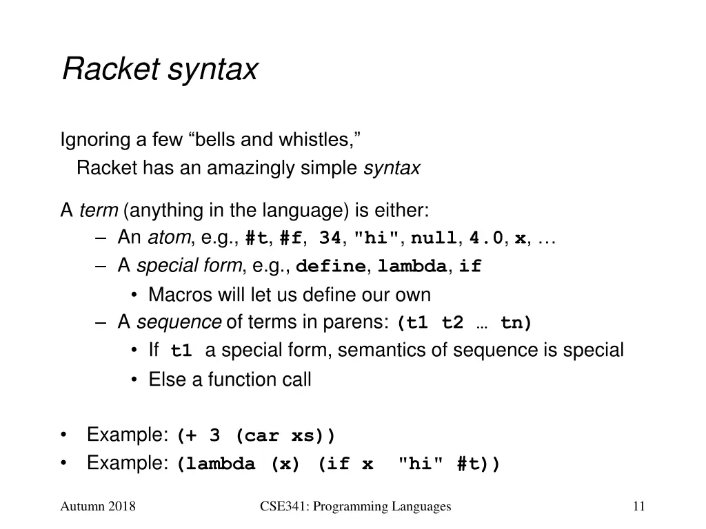 racket syntax