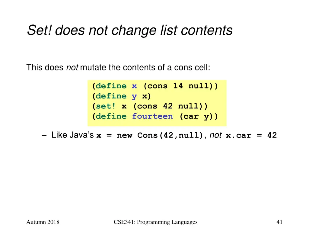 set does not change list contents