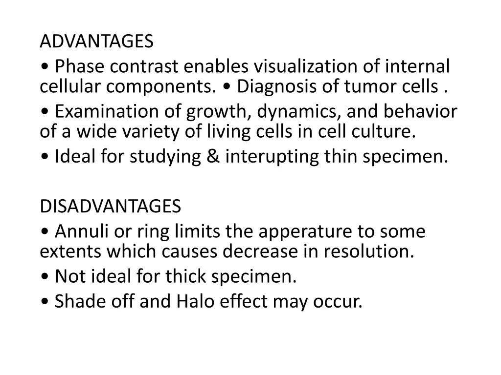 advantages phase contrast enables visualization