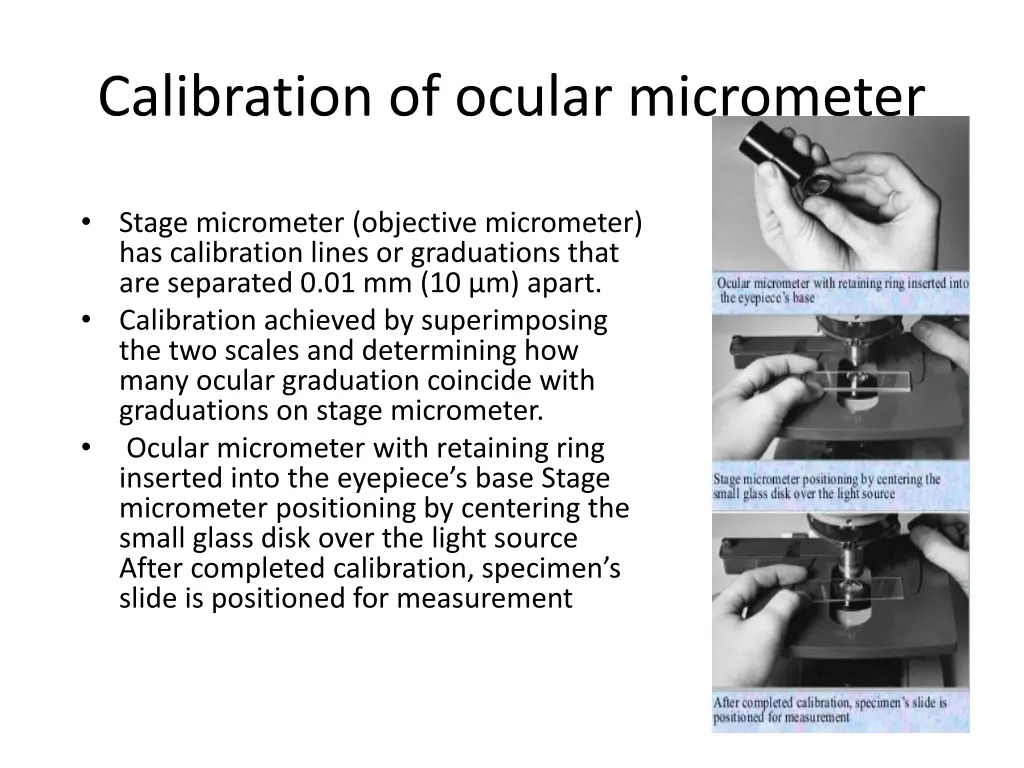 calibration of ocular micrometer