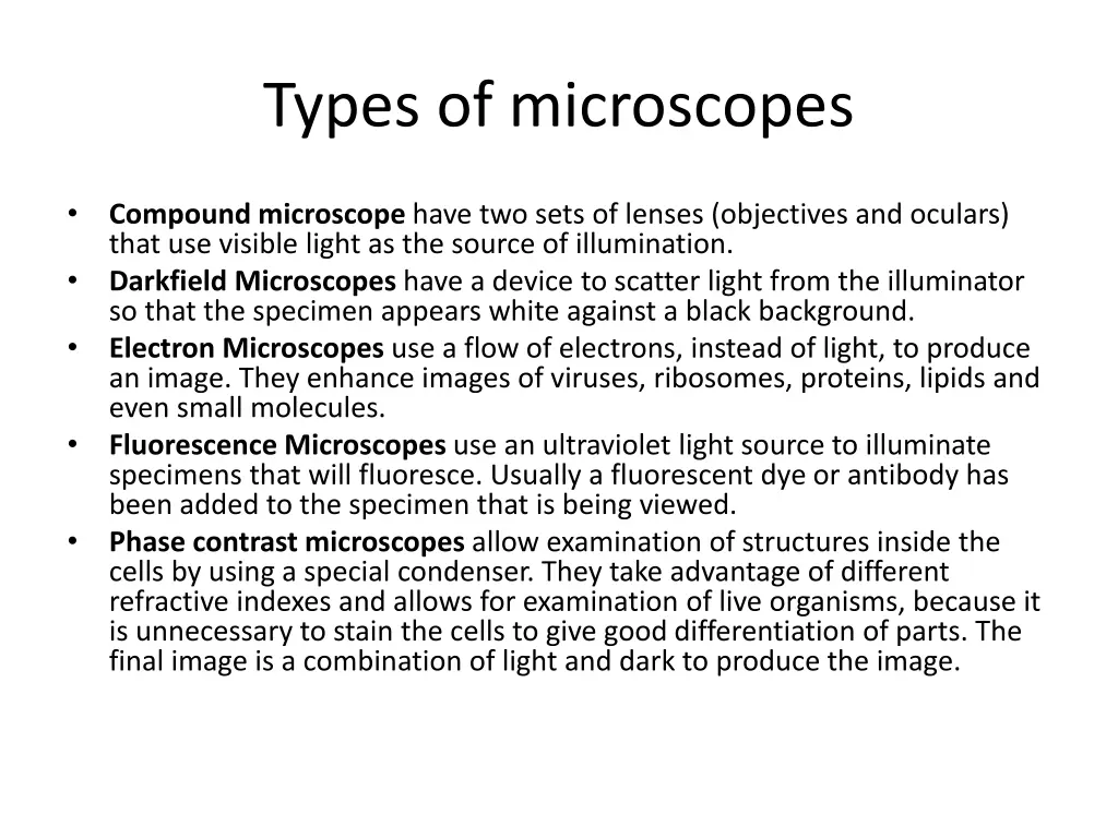 types of microscopes