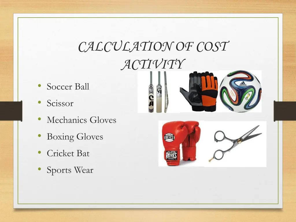 calculation of cost activity
