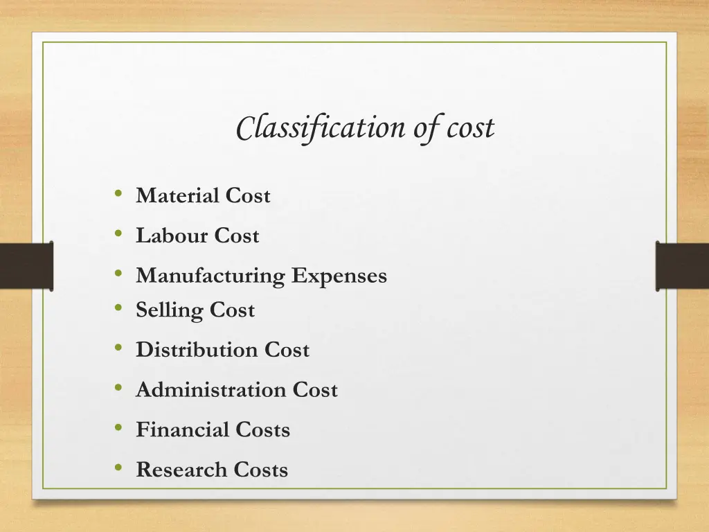 classification of cost
