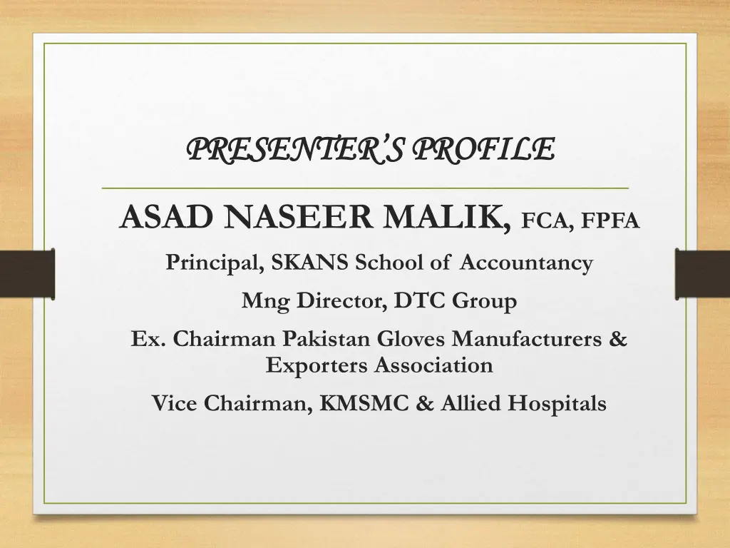 presenter s profile presenter s profile