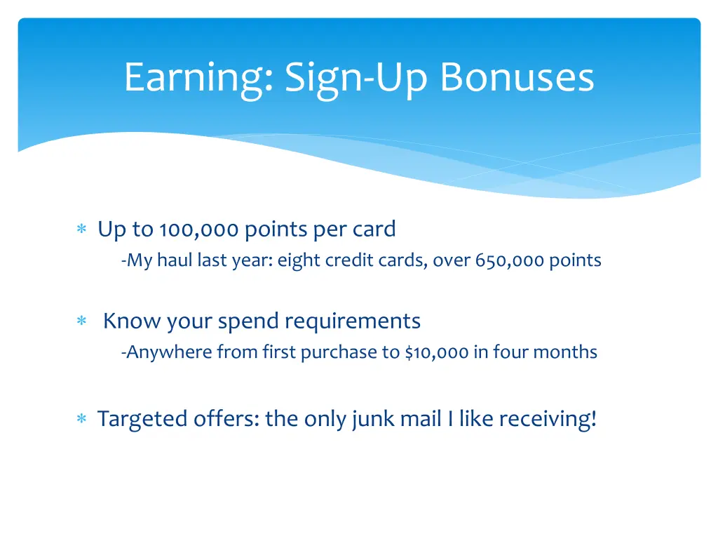 earning sign up bonuses