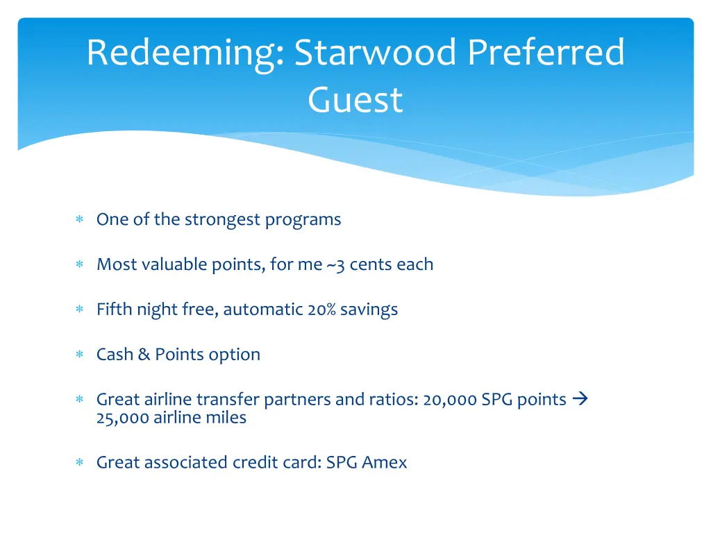 redeeming starwood preferred guest