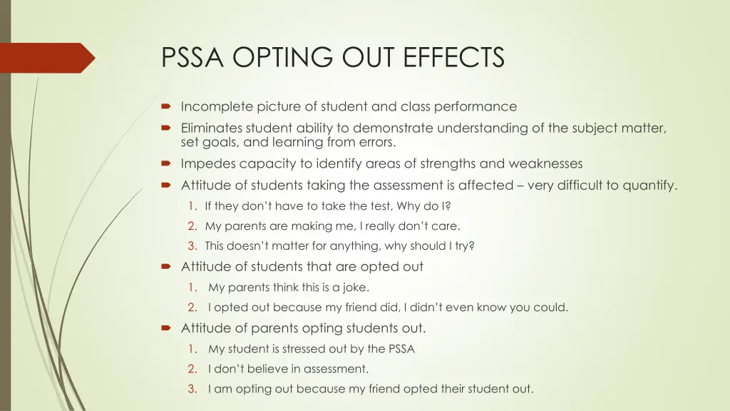 pssa opting out effects