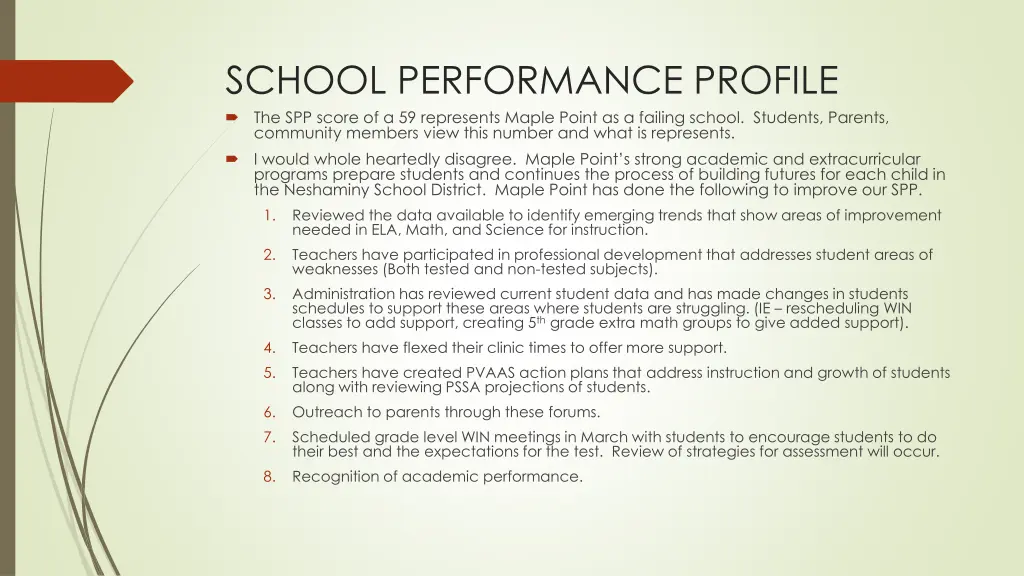 school performance profile the spp score