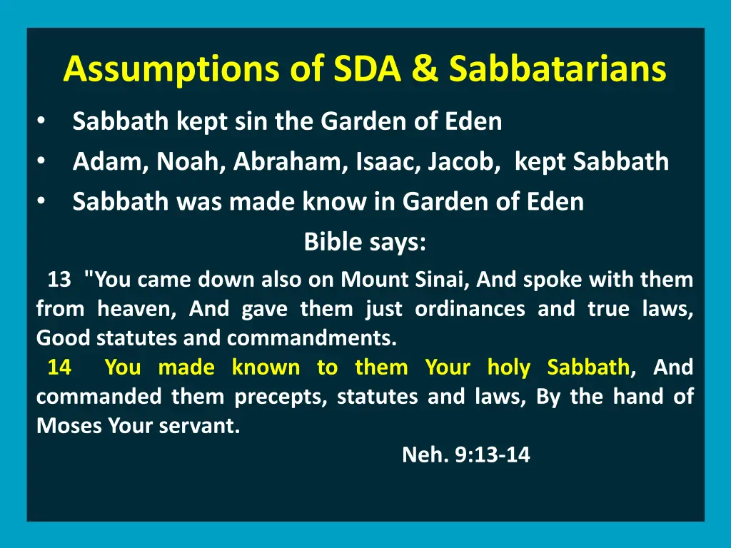 assumptions of sda sabbatarians 3