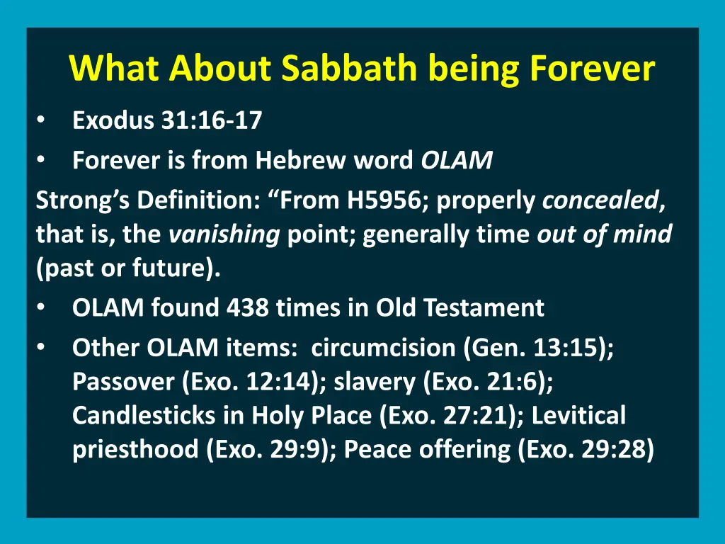 what about sabbath being forever 1