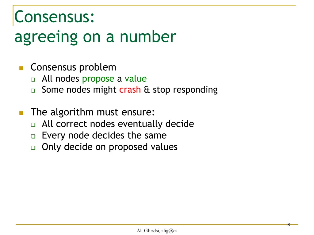 consensus agreeing on a number