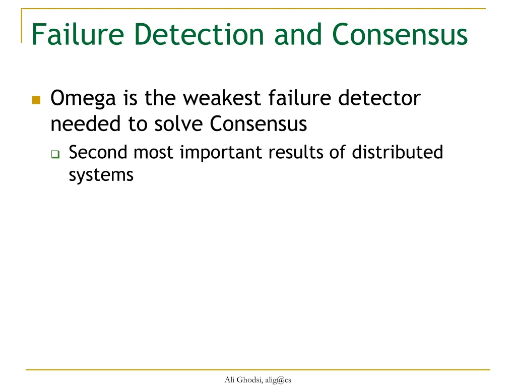 failure detection and consensus