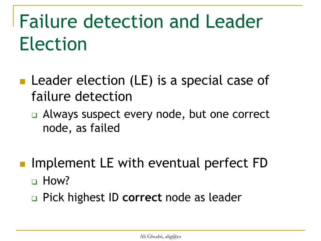 failure detection and leader election