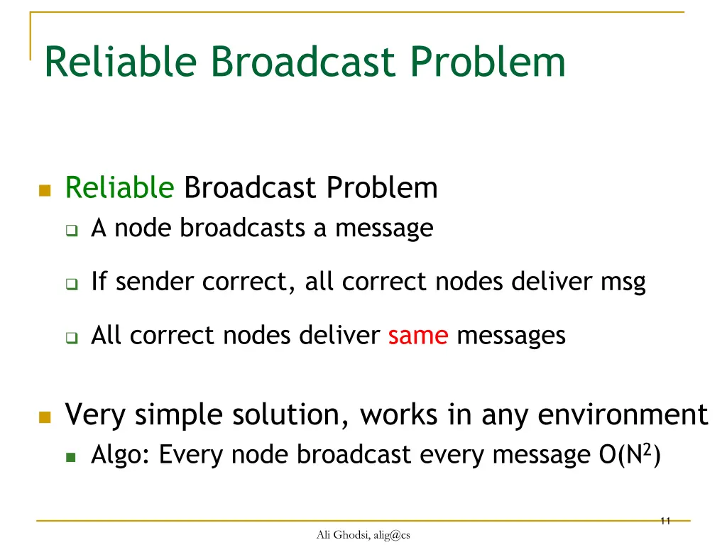 reliable broadcast problem