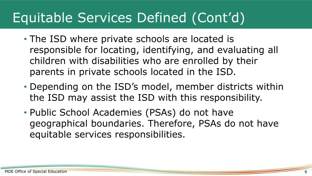 equitable services defined cont d